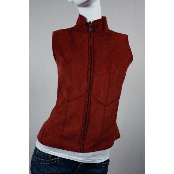 Outback Trading Company Faux Suede Fleece Lined Front Zip Vest Women’s Size S - Picture 1 of 9